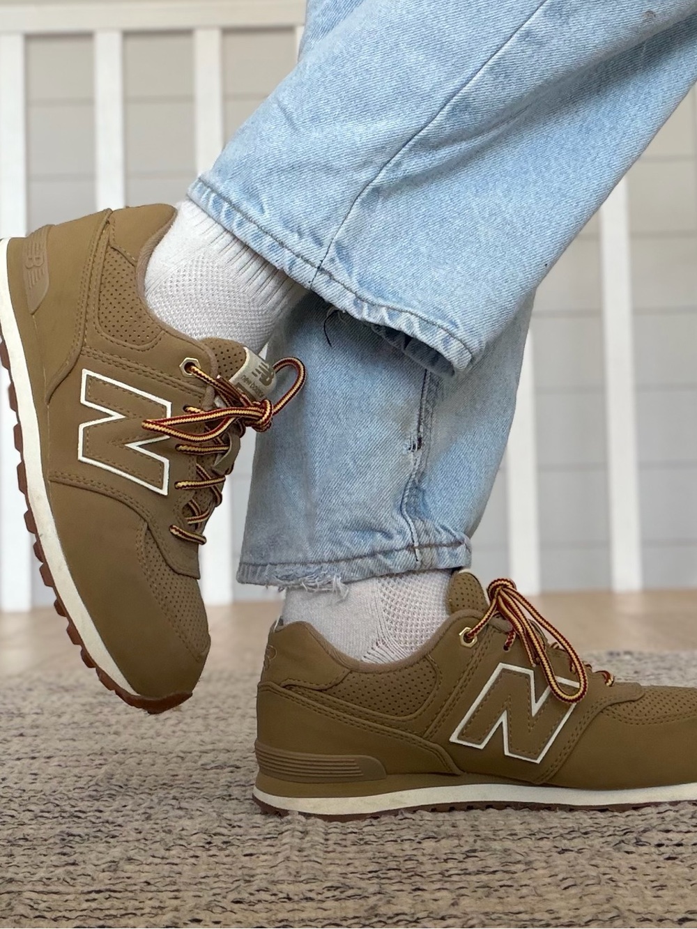New Balance 574 Women’s Sneakers Tan Beige Wheat Neutral Hiking Retro Runner 6